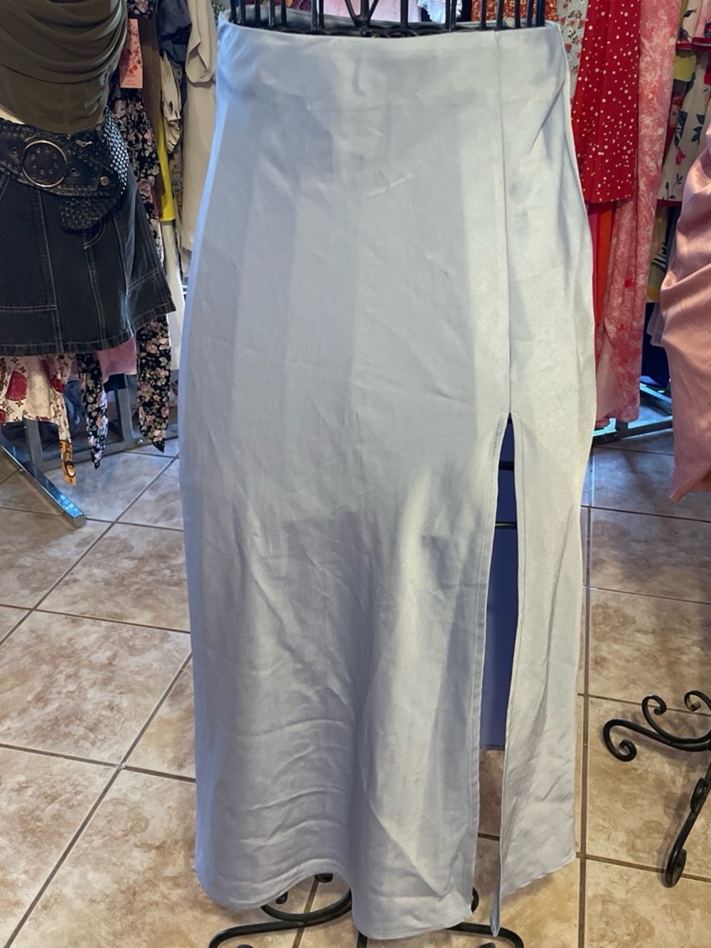 SHEIN Light Blue Maxi Skirt with Front Slit